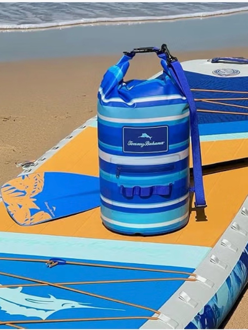 Tommy Bahama Blue Multi-Stripe Roll-Top Duffel